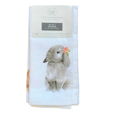 The Farmhouse Easter Bunny Cotton Napkins 18x18 Set of 4 Spring NEW - Image 1 of 4