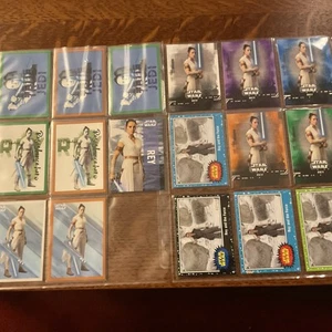 Star Wars Rey Trading Cards Lot 17 Cards Rise Skywalker Orange Green Purple Blu - Picture 1 of 16