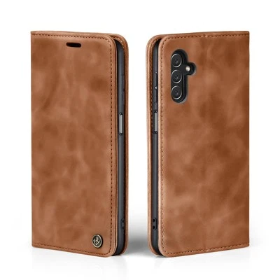 Mobile phone case for Samsung Galaxy A13 5G flip magnetic smartphone cover case brown - Image 1 of 4
