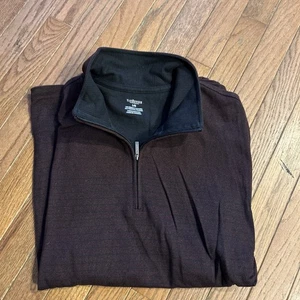 Van Heusen 1/4 Zip Pullover Pulli rot Pinot Noir Gr. Large gestreift - Bild 1 von 7