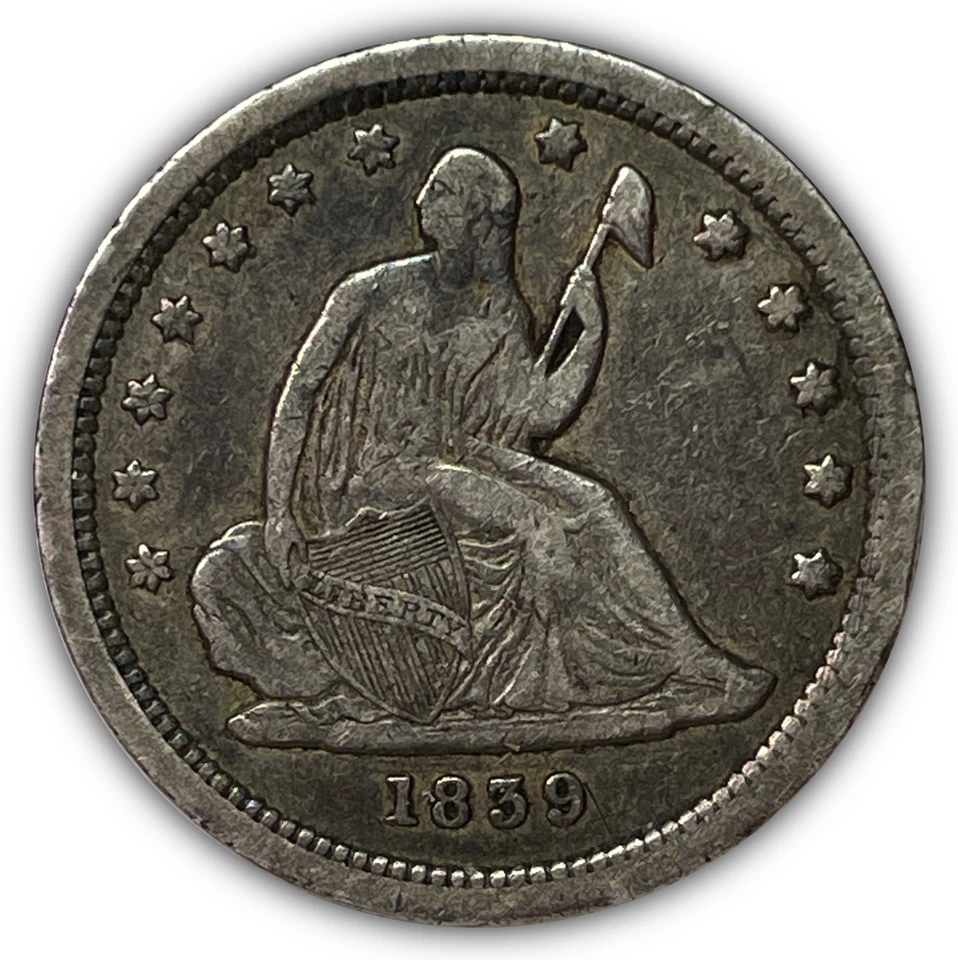 1839 No Drapery Seated Liberty Quarter Extremely Fine XF Coin #26850 - Image 1 of 3