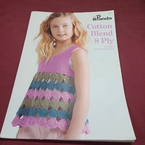 Panda Cotton Blend 8 Ply Knitting Pattern Book 10 Designs for Girls and Women - Picture 1 of 13