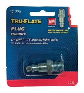 Tru-Flate 12225 Steel Quick Coupler Air Plug 1/4 Male NPT x 1/4 in. (Pack of 10) - Picture 1 of 2