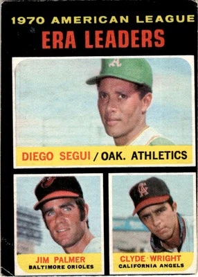 1971 OPC AL 1970 ERA Leaders - Diego Segui/Jim Palmer/Clyde Wright LL Vintage - Image 1 of 2