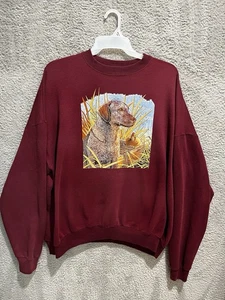 Vintage 90s Hunting Duck Dog Sweatshirt XL Crewneck Nature Retriever Wildlife - Picture 1 of 6