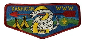 Sanhican Lodge 2 George Washington NJ OA Lodge 1919 Flap RED Bdr  - Picture 1 of 2