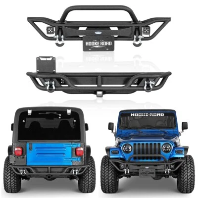 Tubular Steel Front + Rear Bumper Reinforcement Fit 1997-2006 Jeep Wrangler TJ Foto 1 de 4