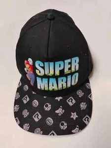 Super Mario Cart Hat Black Adjustable Youth Pre-owned Very Nice - Picture 1 of 4
