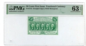 US 50c Fractional Currency Note straight edge w/ Monogram FR 1312 PMG 63 EPQ - Picture 1 of 2