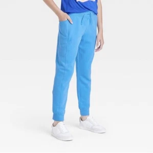 girls size 4-5 blue fleece jogger sweatpants W Pockets All in Motion - Picture 1 of 4