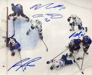 Ryan Pulock Adam Pelech JG Pageau Semyon Varlamov Signed 11x14 Photo Islanders - Picture 1 of 1