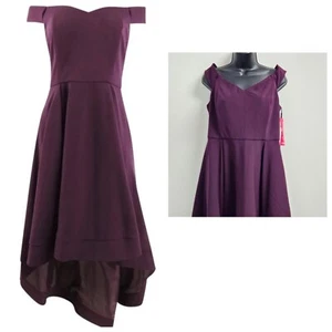 Calvin Klein Damen Schulterfreies High-Low Kleid Gr. 12 Aubergine Kleid - Bild 1 von 10