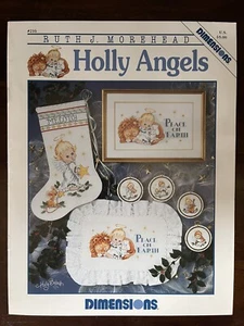 Dimensions “Holly Angels” Cross Stitch Booklet #216 By RUTH J. MOREHEAD 1992 - Picture 1 of 2