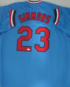 Réplica personalizada de los Cardinals TED SIMMONS camiseta azul automática con corte JSA 2020 - Imagen 1 de 3