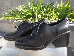 Yohji Yamamoto schwarze Leder Oxford-Schuhe Stapelabsatz 9 3/4" Innensohle hergestellt in Japan Größe 4 - Bild 1 von 19