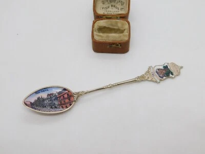 Alpacca Silver & Enamel Vigo Spain Souvenir Spoon Antique c1920 Art Deco - Image 1 of 4