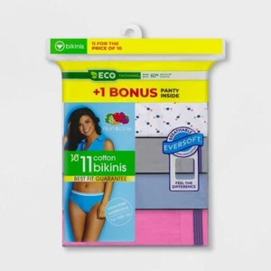 Fruit of the Loom® Women's 10+1 Bonus Pack Bikinis "100% Cotton & Tagless" - Picture 1 of 7