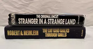 Lot 2 Robert Heinlein Hardcover Books Stranger in Strange Land Cat Who Walks - Picture 1 of 8