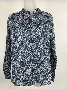 J.Crew Liberty Art Fabrics Shirt Damen Gr. 12 blau/weiß Blumenmuster Allover-Druck - Bild 1 von 11