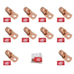 10 x XS Power 1/0 Gauge Copper Terminal Rings w/ Red Heat Shrink Wrap RT0G-RD - Picture 1 of 6