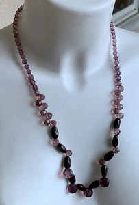 Vintage Miriam Haskell seltene facettierte lila kristallbraune Steine Perlenkette - Bild 1 von 10