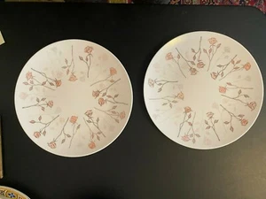 Melmac Brookpark Inc. Pink Rose 2 dinner plates 10 1/8" - Picture 1 of 4