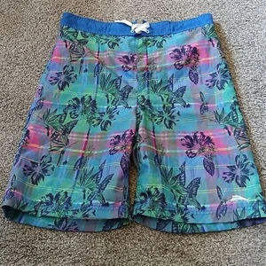 Tommy Bahama Floral Print Mesh Lined Swim Trunks Boys Size Large - Picture 1 of 3