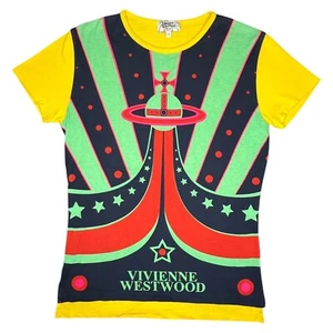 VIVIENNE WESTWOOD MAN Vtg Y2K Colourful Printed Orb Logo T-Shirt Tee Sz IT 44 M - Picture 1 of 7