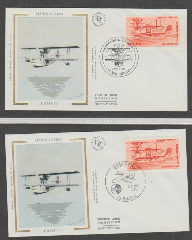 France 1985 Hydravion CAMS 53 flyingboat SILK fdc - Image 1 of 1
