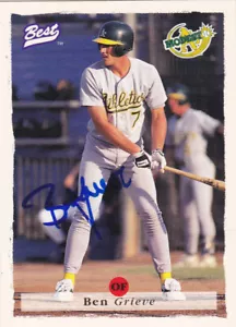 BEN GRIEVE MODESTO A'S OAKLAND SIGNED 1995 CARD TAMPA BAY RAYS PIRATES BREWERS - Picture 1 of 1