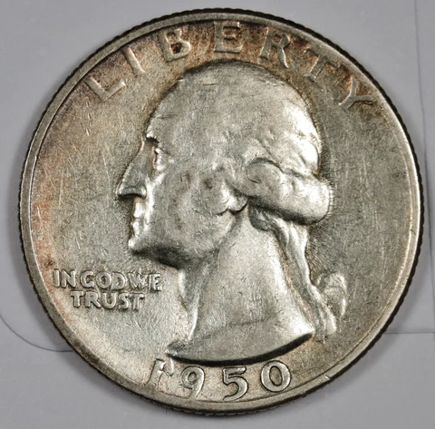 1950-s/d Washington Quarter.  XF-AU.  186857 Cover