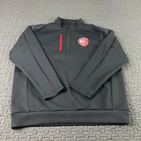Atlanta Hawks Sweatshirt Mens 2XL Black 1/4 Zip Pullover Performance NBA Cover
