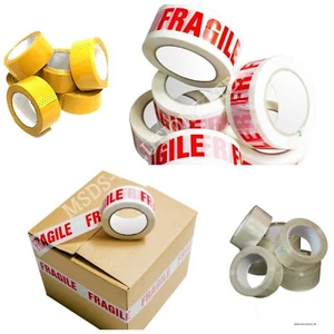 KLAR/BRAUN/ZERBRECHLICHES VERPACKUNGSBAND STARKE LANGE LÄNGE PAKETBÄNDER - 48mm x 91M - Bild 1 von 6