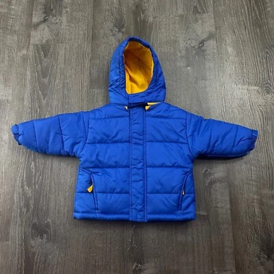 Abrigo acolchado Kid Connection para niños azul real cremallera completa bolsillos capucha talla 18 meses Foto 1 de 4