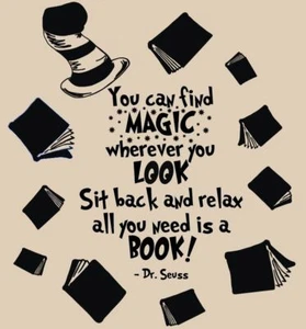 Adesivo murale Dr Seuss tutto ciò di cui hai bisogno è un libro citazione wall art vinile decalcomania - Foto 1 di 11