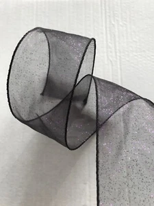 Draht - Kantenband 6,3 cm / 2,5 in dunkellila Organza - Bild 1 von 4