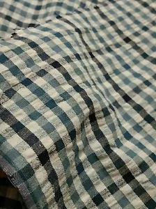 6 yds Blue & White Waffle Print Texture Fabric PLAID. . Rare navy - Picture 1 of 3