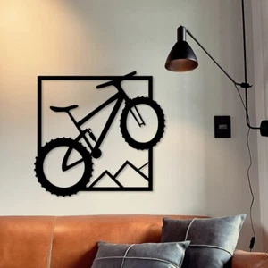Wandbild aus Holz Mountainbike Fahrrad Holzschild zum Aufkleben Fahrradliebhaber - Bild 1 von 9