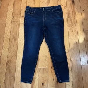 Maurices Jeans Womens Size 24W Long High-Rise Skinny Everflex Dark Wash Denim - Picture 1 of 10