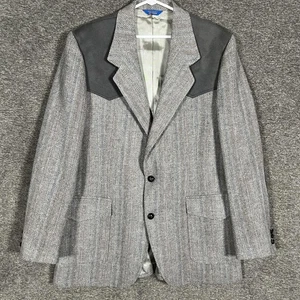 Vintage Pendleton Blazer Mens 44 Long Gray Wool Western Yoke USA Elbow Patches - Picture 1 of 10