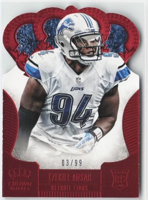 Ezekiel Ansah RC Rookie 2013 Crown Royale Red Die Cut #140 /99 Detroit Lions - Image 1 of 2