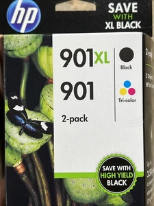 Paquete combinado de cartucho de tinta tricolor HP 901XL negro + HP 901 CZ722FN caducado NUEVO - Imagen 1 de 4
