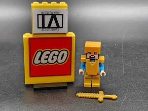 LEGO Minecraft Steve in armatura d'oro completa con spada minifigure - min031 - Foto 1 di 4