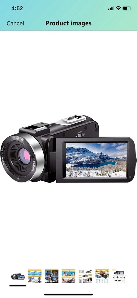 Video Camera Camcorder Full HD 1080P 30FPS 24.0 MP IR Night Vision Vlogging C... - Image 1 of 4