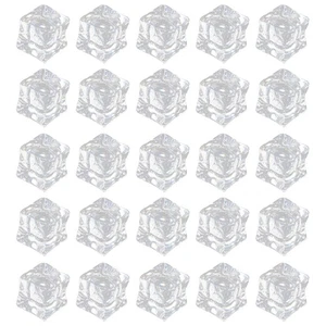 50Pcs 20mm Cube Square Shape Glass Luster Fake Artificial Acrylic Ice - Picture 1 of 6
