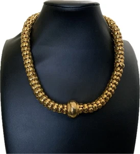 VINTAGE SIGNIERTE TTK POPCORN KETTE GOLDFARBEN HALSBAND HALSKETTE SCHNAPPVERSCHLUSS 17,5 ZOLL - Bild 1 von 7
