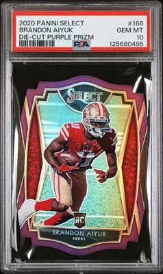 2020 Panini Select Premier Level Brandon Aiyuk #166 Purple Prizm Die-Cut PSA 10 - Image 1 of 2