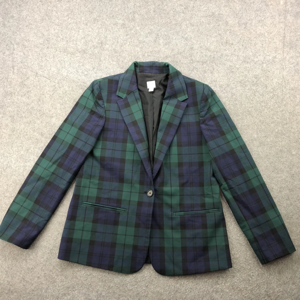 Blazer J Crew Mujer 8 Verde Azul Marino Negro Reloj Cuadros Tartán Chaqueta Preppy Clásico Foto 1 de 4