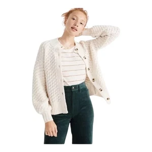 Madewell maglione cardigan grosso misto lana avorio panna taglia large Surrey Bobble - Foto 1 di 7