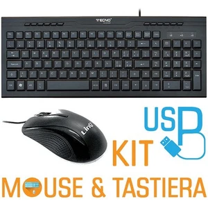 Kit Mouse + Keyboard USB With Cable Layout Italian Multimedia Ergonomic - Picture 1 of 5